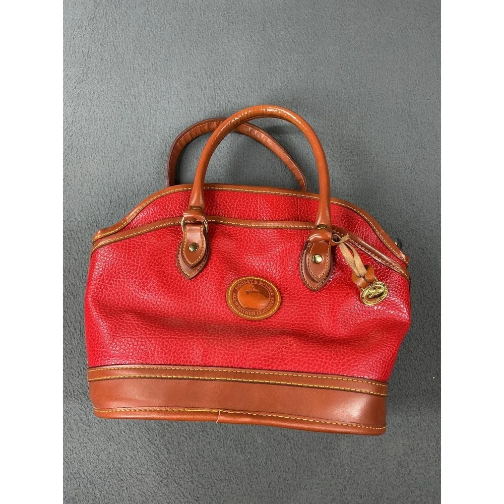Vintage Dooney & Bourke All Weather Leather Satchel Bag Womens Small Red AWL